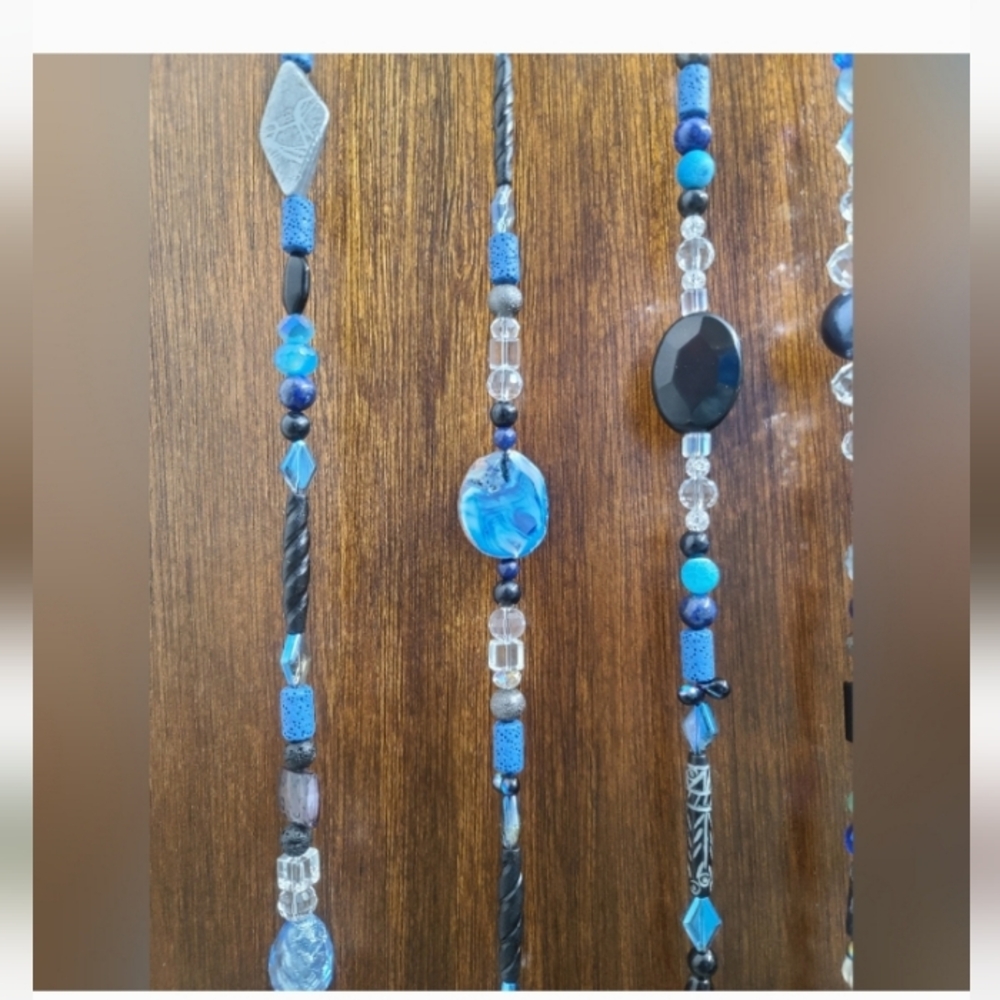 Silver and Blue Beaded Wind Chimes/Suncatcher - Picture 4 of 9
